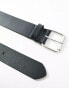 Фото #3 товара ASOS DESIGN leather belt with roller buckle in burnished silver and black