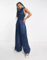 Nobody's Child Annie satin backless jumpsuit in navy