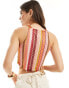 Something New X Larissa Marielle Wehr square neck crochet cami top in multi Dunkles Ocker, S - фото #2