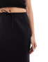 Фото #2 товара Mango linen mix midi skirt in black