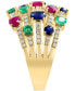 ფოტო #3 პროდუქტის EFFY® Multi-Gemstone (2-1/4 ct. t.w.) & Diamond (1/4 ct. t.w.) Multirow Cluster Ring in 14k Gold