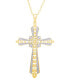 ფოტო #1 პროდუქტის Diamond Accent Cross Pendant 18" Necklace in Gold Plate