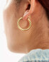 Lost Souls stainless steel 30mm tube hoop earrings in 18k gold plated