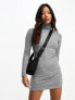Фото #3 товара Miss Selfridge Petite roll neck mini dress in grey