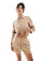 Mango linen relaxed shorts co-ord in tan