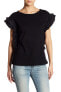 Фото #1 товара Romeo & Juliet Couture 162884 Women's Short Sleeve Ruffle Tee Black Sz. Small