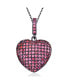 ფოტო #1 პროდუქტის Suzy Levian Sterling Silver Cubic Zirconia Pave Mini Heart Pendant Necklace