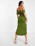 Фото #2 товара ASOS DESIGN Tall off shoulder twist front midi dress olive