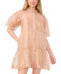 Women's Solid Organza Short-Sleeve Shift Dress