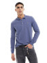 Farah blanes long sleeve polo in blue