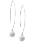 Pave Crystal Ball on a Thread Wire Earrings Set in Sterling Silver. Available in Clear, Dark Blue or Red