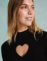 Фото #6 товара Miss Selfridge heart cut out knit rib mini dress in black