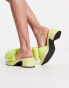 Charles & Keith mid heel mules with puffy bow in lime