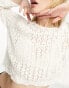 Фото #2 товара ONLY crochet cropped wide sleeve jumper in white