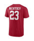 Men's Christian McCaffrey Scarlet San Francisco 49ers Player Icon Name and Number T-shirt
