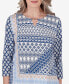 Petite Blue Bayou Women's Geometric Print Top PL - фото #5