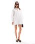 Фото #3 товара ASOS DESIGN bubble hem mini shirt dress in white