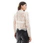 Фото #4 товара Mango lace high neck top in white