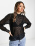 Фото #1 товара Mango sheer high neck blouse in black