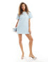 Sister Jane lace floral collar jacquard mini dress in powder blue