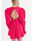Women's Long sleeve, open back mini lenght romper with V neck for date nights