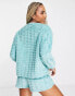 Фото #2 товара ASOS DESIGN lounge crimped faux fur sweat & short set in aqua