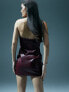 Фото #9 товара Murci leather look bandeau mini dress in burgundy