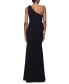 Women's Flower-Embellished One-Shoulder Gown