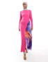 Фото #2 товара Daska chiffon split maxi dress in fuschia and multi