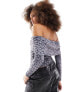 Фото #7 товара Miss Selfridge bardot in top in grey animal print