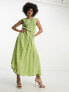 Фото #4 товара ASOS DESIGN Tall gathered textured high low midi dress in pistachio