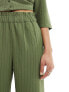 JDY high waisted wide leg trouser co-ord in khaki stripe