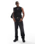 FCUK large chest logo sleeveless t-shirt vest in black