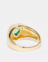 Фото #2 товара Petit Moments gold plated heart stone ring in gold with green stone