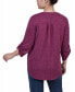 Women's 3/4 Roll Tab Sleeve Y-Neck Top