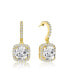 Фото #1 товара GV Sterling Silver with Gold Plated Clear Cushion with Round Cubic Zirconia Halo Drop Earrings