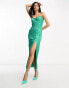 Фото #3 товара ASOS DESIGN cami embellished sequin seamed maxi dress in dark mint