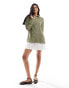 Bershka oversized crinkle shirt in khaki