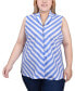 ფოტო #1 პროდუქტის Plus Size Sleeveless Collared Chevron Striped Blouse