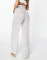 In The Style x Billie Faiers beach high waist trouser co-ord in white zebra print