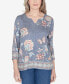 Scottsdale Women's Floral Border Split Neck Top Navymul, XL - фото #1