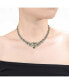 Фото #3 товара 14k Gold Plated with Black Enamel Leopard Head Omega Necklace