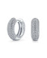 Holiday Bridal Dome Cubic Zirconia Pave CZ Slender Huggie Hoop Earrings For Women Wedding Prom Formal Party Hinge Style 0.7 Inch Diameter