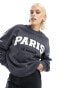 Фото #8 товара ASOS DESIGN oversized sweat with paris graphic in charcoal marl