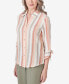 Фото #3 товара Women's Tuscan Sunset Striped Textured Button Down Top