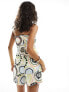 Фото #3 товара Never Fully Dressed longline strapless top co-ord in cream mosaic print