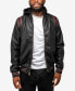 Фото #1 товара Men's Grainy Polyurethane Hooded Jacket with Faux Shearling Lining