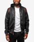 Men's Grainy Polyurethane Hooded Jacket with Faux Shearling Lining