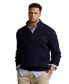 ფოტო #1 პროდუქტის Men's Big & Tall Cable-Knit Cotton Quarter-Zip Sweater