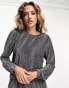 Фото #4 товара ASOS DESIGN glitter sweat & jogger pyjama set in silver